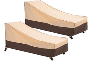 F&J Outdoors Gartenliege Abdeckung, Wasserdicht UV-beständige Sommer Sonnenliege Schutzhülle, Liege Plane Draußen Schneeschutz im Winter, 2 Stück, 218x76x35.5/76cm, Beige