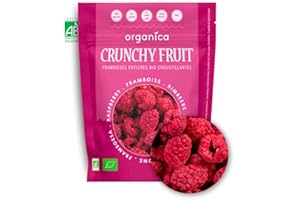 ORGANICA DOWN TO EARTH Organica Food – Crunchy Family Framboises lyophilisées Bio 100% fruit – Sachet refermable 60 g snack croustillant vegan sans sucres ajoutés