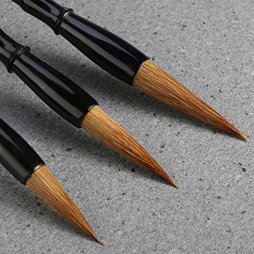 NUOLUX 3pcs Wolf Chinesische Haarbürste – Größe, Große kleine Mittlere (Schwarz + Braun) - 5