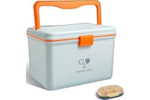 ZORVIDSON Medicine Box With Latch Lock, Medicine Storage Box with Pill Case, Large Medical Box To Store Medicine And Pill for Home,12.63 * 9.88 * 9.05 inches (Blue)