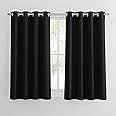 PONY DANCE Black Blackout Thermal Curtains for Bedroom Blackout Eyelet Curtains 54 Drop Small Window Curtains for Room Darkening & Noise Reducing, 2 Pieces, W 46 by L 54-inch, Black