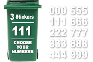 RUBIGO 3 x Bin Numbers for Wheelie Bins, 0-9, Dustbin Stickers, Easy Application 17.5cm Stick On Number Stickers - Weatherproof Self Adhesive Vinyl (1)