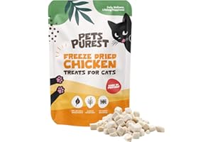 Pets Purest Cat Treats, 100% Chicken Freeze Dried Cat Treats, High Protein - Low Fat Treat for Cats & Kittens 50g