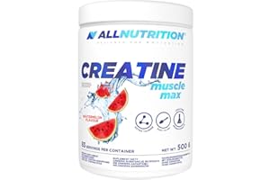 ALLNUTRITION Creatine Muscle Max Kreatyna w Proszku - Monohydrat Kreatyny z Tauryną - Suplement Diety dla Sportowców - Zwiększa Wydolność - Bez Dodatku Cukru - 500g - Arbuz