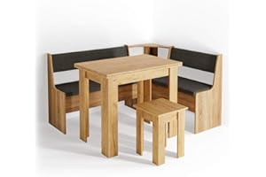 Vicco Grupa ławek narożnych "Roman", Złoty dąb energetyczny/Antracyt, 150 x 120 cm z tabelą