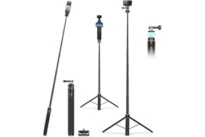 VKESEN Statyw do selfie 160.0 cm do DJI Osmo Pocket 3, przenośny statyw z przedłużaczem i adapterem do szybkiego zwalniania do Go Pro, Insta 360 X4/X3, Osmo Action 5 Pro/4, AKASO EK7000 i innych kamer akcji