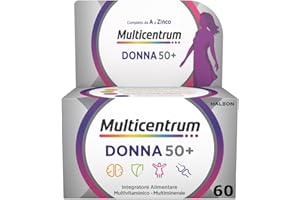 Multicentrum Donna 50+ Integratore Multivitaminico completo, con Magnesio, Vitamina A, D, B12, Calcio, per combattere stanchezza e affaticamento per Donne oltre 50 anni, 60 Compresse
