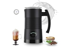 Bestyks Montalatte elettrico 4 in 1, con 2 fruste, 350 ml, schiumalatte automatico, in acciaio inox 304, rivestimento antiaderente, per riscaldare latte caldo e freddo