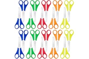 PUEDNO 20 Stück Kinderschere, Schere Bastelscheren Schule, 1. klasse Kinderscheren Klein, Kunststoffgriff Schere Kinder mit Skala für DIY Handwerk, 5 Farben