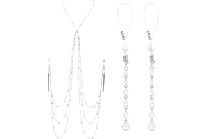 Longita Body Chains Neck Nipple Waist Chain Largos Joyería Bikini Falso Piercing Pezon para Mujeres Anillo para Pezones sin Perforación con Collares Ajustables