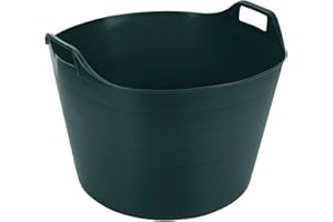 TENLITE Heavy Duty Plastic 50L Bin Dustbin/Small Mixing Tray 70cm x 70cm Sand Pool Pit Tray For Playing/ 14L Strong Plastic Multi-Purpose Storage Bucket Home Garden (Dark Green, 75L FLEXI TUB)