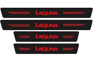 EAGLEG 4 Piezas Pegatina para Umbral de Coche para REN-Ault Laguna 1 2 3 1994-2015, Película Protectora Estribos Fibra Carbono Autoadhesivo Puerta Guardias del Borde Decoración Accesorios,Red