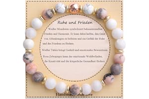 UEUC Heilstein-Perlenarmband für Frauen, Armband mit natürlichen Edelsteinen, Gleichgewichtsschutz, spirituelles Kristallperlenarmband zur Angstlinderung mit Bedeutungskarte