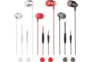 SourceTon In-Ear-Kopfhörer mit Fernbedienung und Mikrofon, Messing, Geräuschisolierung, verhedderungsfrei, für iOS- und Android-Smartphones und Laptops, 3 Stück