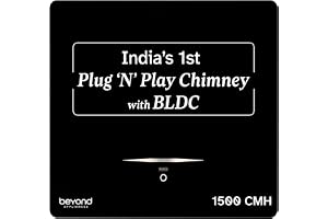 Beyond Appliances Cube BLDC Plug N Play Ductless Kitchen Chimney | 1500 CMH | AutoClean | 5-Stage Advanced Filter | Touch Control | 3-way Suction | 46dB Low Noise | Black | PAN INDIA SERVICE