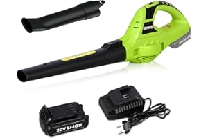 bigzzia Cordless Leaf Blower with 20V Li-ion Battery, Electric Garden Blower, 2-Speed, Detachable Tubes, 3.3 IBS Lightweight, 209CFM Blower for Leaf Dust Snow