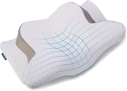 Oreiller Orthopédique Cervical KAMASANA 40x60 Cm – Mousse Mémoire 13 Cm – Antibactérien Sanitized – Anti-Douleurs Cou