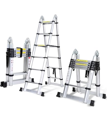 Scala Telescopica EXTENDACT9 Hostrom - Sgabello A 9 Gradini Pieghevole, 4.1m Altezza Lavoro, Portatile E Compatta