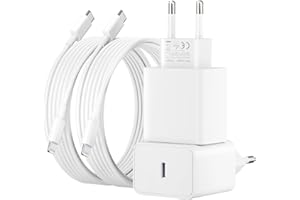 SFVEST Chargeur i Phone, Chargeur Rapide, équipé de 2 câbles de données C vers L ightning Haute Vitesse et de 2 chargeurs Rapides 25 W, adapté pour i Phone 14/13/12/11/Pro/Max/mini/SE/XR/X/8 / i Pad