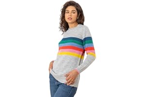 Roman Originals Jumper for Women UK - Ladies Winter Autumn Casual Pull-On Round Crew Neck Long Sleeve Comfy Soft Work Dinner Party Everyday Colourful Longline Stylish