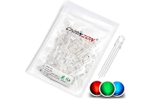 Chanzon 100 Piezas luces de diodo LED multicolor RGB de 5mm ánodo común (transparente redondo transparente 3 colores) 4 pines Componentes electrónicos diodos emisores de luz indicadora