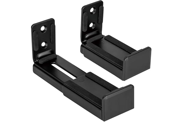 Saifsmart Sound Bar Stand Wall Mount - Universal Dual Bracket for Most Soundbars, Holds up to 5 kg, Depth Adjustable 3.5 -6.1 - Speaker Stand Black, Heavy ABS Plastic (1 Pair)
