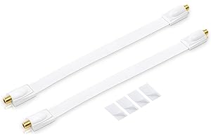conecto 2X Premium Fensterdurchführung für SAT Kabel koaxial inkl. Klebepads (F-Kupplung auf F-Kupplung, vergoldet) weiß, 30 cm