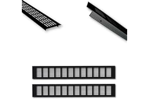 HOOZ Aluminiowa kratka wentylacyjna, zestaw 50 x 8 cm, czarna, wentylacja drzwi, 500 mm, idealna wentylacja do kuchni, łazienki, toalety, szafy, blacha komorowa, kratka wentylacyjna, kratka wylotowa