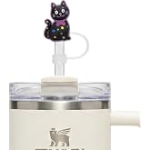 Siyah Kedi Fig&uuml;rl&uuml; Pipet Ucu Kapağı,Silikon Pipet Tıpası 10mm Sevimli Kedi Temalı, Tumblerlar ile Uyumlu