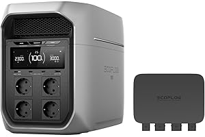 EF ECOFLOW Estación de energía portátil ECOFLOW DELTA 3 Max Plus, 2048 Wh, ampliable a 10 kWh, LiFePO4, salida CA 3000 W, carga rápida 0–80% en 47 min, respaldo SAI de 10 ms, generador solar para hogar/camping