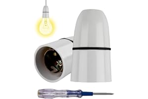 JUGCUT 2Pcs B22 Bayonet Light Bulb Lamp Holder Fitting, Light Bulb Socket Ceiling Pendant Light Fitting B22 Bayonet Cap Ceiling Lamp Holder with Test Pencil for Pendant Lamp Ceiling, Chandelier