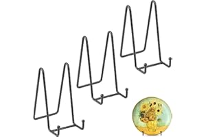 QHFlashbuy 3 Stück Metall Display Ständer,6 Zoll Schwarz Staffeleien Tellerständer,Dekoteller Halterung für Foto,Teller Bücher Bild Art