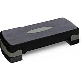 Amazon Basics Aerobic Exercise Step Platform, Adjustable Step for Home Workout, 27", Black/Grey