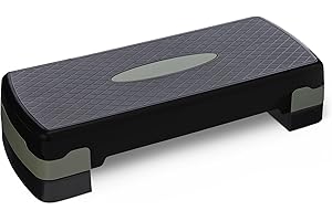 Amazon Basics Plateforme de Step Aérobique, Stepper d'Exercice Réglable Pour la Maison, 68.58cm, Noir/Gris