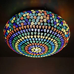 Earthenmetal Handcrafted Mosaic Design Multicoloured Glass Ceiling Light