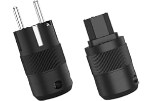 Tertullus 1 para mosiężnych rodowanych wtyczek Schuko + wtyk do urządzeń zimnych do subwoofera, wzmacniacza, DV/AV (rodowane, PE)