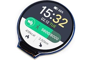 Waveshare 1.28 Pulgadas Pantalla Redonda LCD para Arduino/Jetson Nano/Raspberry Pi / STM32, Monitor de Pantalla IPS 240 × 240 Colores 65K RGB, con SPI Bus, Controlador GC9A01 Integrado