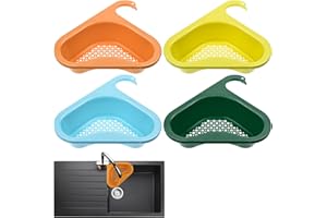 OVBOVA 4 Stück Spülbecken Sieb, Abflussregal, Siebfilter Zum Einhängen, Küchenabflusskorb aus Kunststoff Abflusskorb Spülbecken Dreieckiger Filterkorb Für Spülen Siebkorb für Gemüse Obst, Küche Sieb