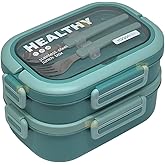 Vagonlife Bento 1650ml Lunchbox 2 Katlı 3 B&ouml;lmeli Paslanmaz &Ccedil;elik Sefer Tası Yemek Kutusu (Yeşil)