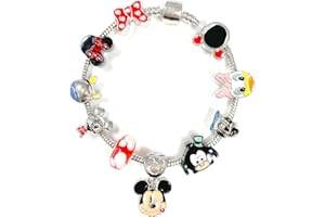 Ubephant Mickey Bracelet, Minnie Bracelet, Mickey Bracelet à Breloques, Mickey Bracelet Fille 19 cm Minnie Anime Bracelet Mickey Réglable Bracelet Bijoux Mickey Pour FêTe Habillage Accessoire Fille