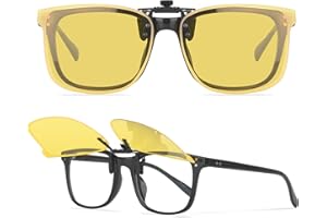 Perkanion Polarisées Clips Lunettes Conduite de Nuit Homme Femme - Clip pour Lunettes Jaunes Lunette Vision Nocturne Anti-éblouissement UV400