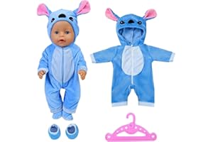 AGOGUE Ubranie dla lalek Baby Born, niebieskie sukienki dla lalek