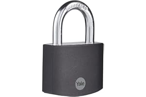 Yale YE3B/50/126/1/BK Candado de Aluminio 50 mm Negro: Doble Bloqueo con Grillete de Acero Endurecido y Cilindro de 5 Pines, Incluye 3 Llaves