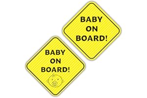 C&J GOODS Baby On Board Sign for Car | Better then Suction | Micro-Perforated Vinyl Car Stickers | 2 Pack | Durable & Strong Adhesive | Weatherproof | Easy To Apply & Remove | 5" x 5" (Mixed Pack)