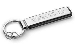 Volkswagen 00087010CGYPN breloczek do kluczy z napisem TAIGO, brelok, kółko do kluczy, srebrny/czarny, metal, srebro, Länge [mm]: 100, Breite [mm]: 45, Höhe [mm]: 3, Nowoczesny