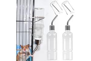 Rppiup Trinkflasche Kaninchen mit Halterung, 2 Stück Kaninchen Wasser Flaschen, 350ml Hasen Trinkflasche, Hängende Haustiere Wasserflaschen für Kaninchen Meerschweinchen Hamster Chinchillas