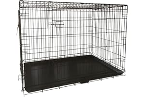 shine planet 48 Inch Dog Crate, 2 Doors Folding Mental Wire Dog Cage Training Kennel with Removable Tray and Handle