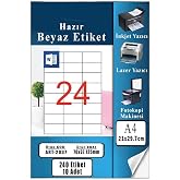 Artlantis A4 Hazır Etiket 70X37.12 Mm 10 Sayfa 1 Paket 24 L&uuml; Kendinden Yapışkanlı Fotokopi Lazer Inkjet Kağıdı Yazıcılar I&ccedil;in