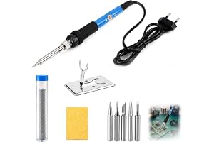 Lödkolv kit 60 W, elektronisk svetsningssats med justerbar temperatur 200–450 ℃, 5 havsvets precision, på/av-strömbrytare, tennspole hållare ingår reparation av elektroniska apparater