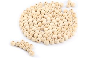 PACKRA 300 Stück, 8mm Holzperlen Natur für Makramee, Holzkugeln mit loch, Runde Holzperlen zum auffädeln für DIY Dekorationen Schmuck